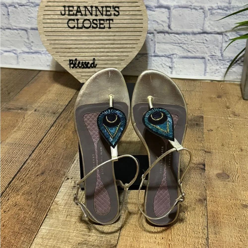 Anya Hindmarch peacock metallic Sandals